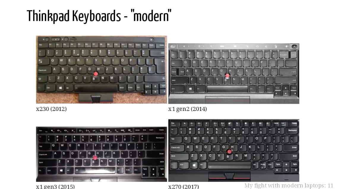 Comparison of Thinkpad keyboards