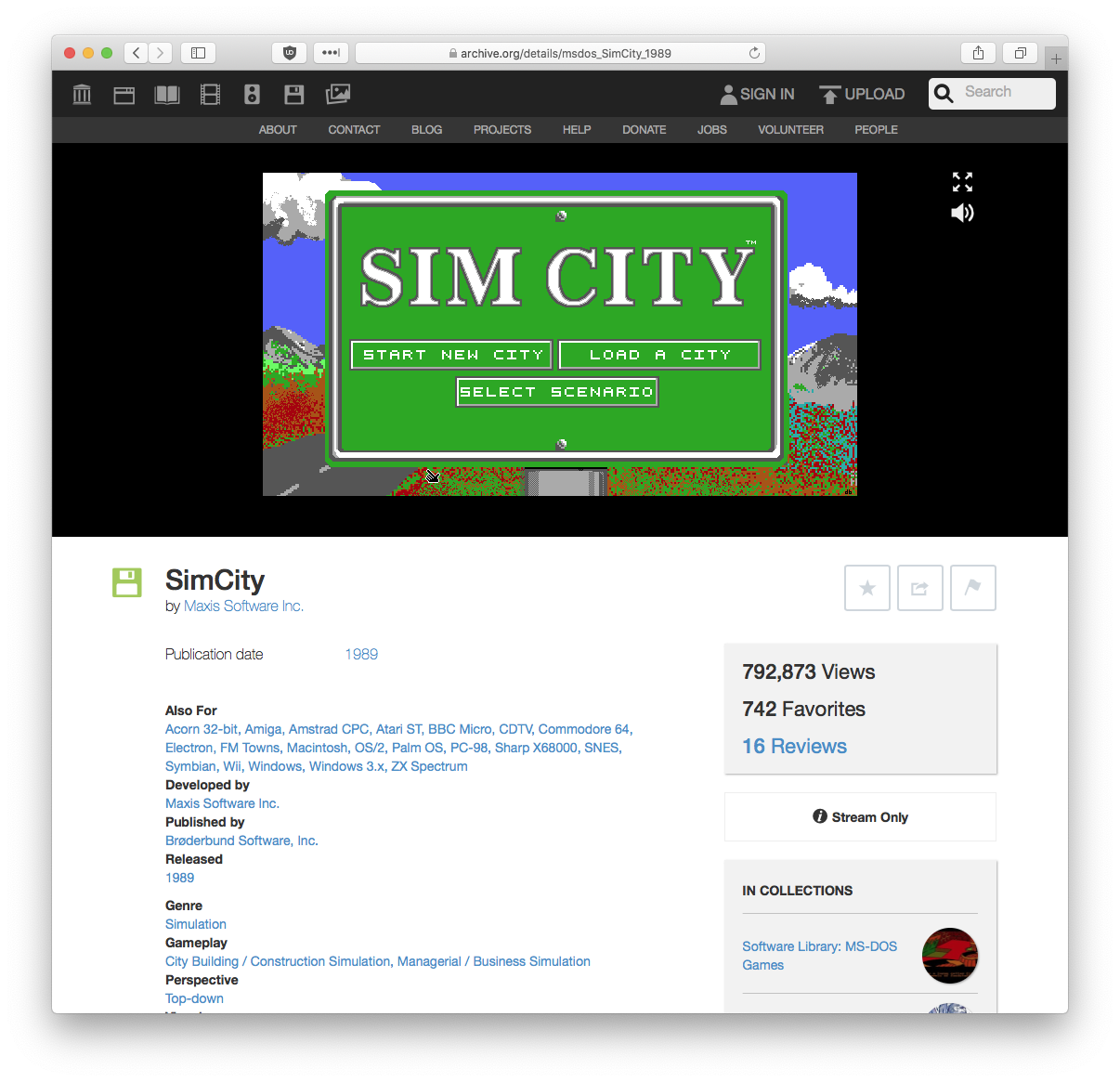 Play Simcity in your browser