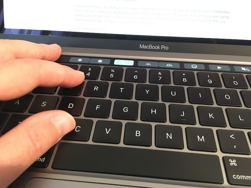 Leave an empty space in the touchbar